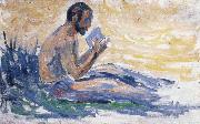 Paul Signac man reading Sweden oil painting artist